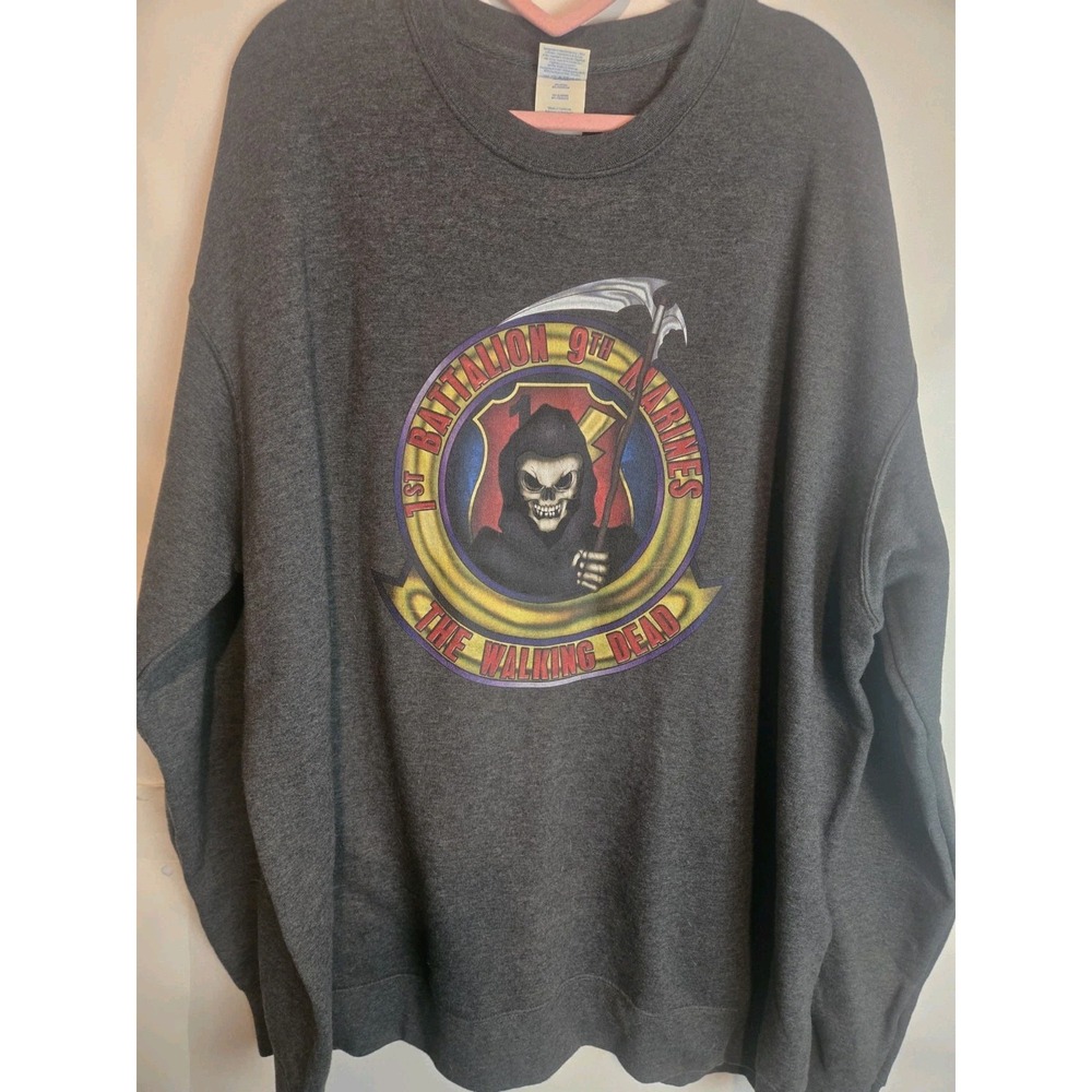 Marine Corps Crewneck Walking Dead Size 2xl 1st Battalion 9th Grim Reaper Usmc